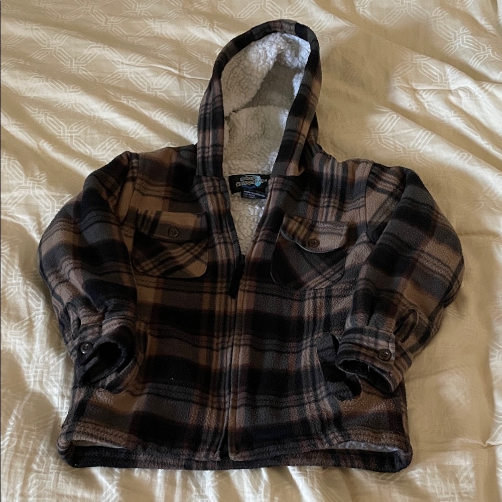Desire Collection Kids Plaid Hoodie - Black and Brown